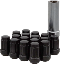 16/Pk 12mmx1.25 Tapered Lug Nuts 60 Splined Black
