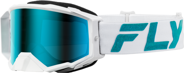 FLY RACING Zone Elite Goggle White/Teal with Light Green Mirror/Smoke Lens - Part Number 37-51907