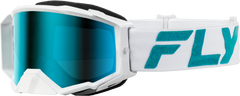 FLY RACING Zone Elite Goggle White/Teal with Light Green Mirror/Smoke Lens - Part Number 37-51907