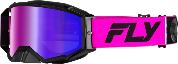 FLY RACING Zone Pro Goggle Pink/Black with Iridescent Red Mirror/Smoke Lens - Part 37-5190