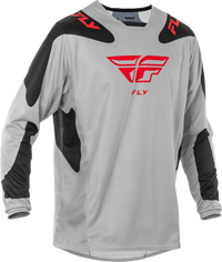 FLY RACING Kinetic Sym Jersey - Light Grey/Red/Black - Size Small
