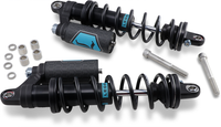 Legend Suspension Revo ARC Piggyback Shocks for Harley-Davidson Dyna 1999-2017, 14 Inch Heavy Duty, Black Finish