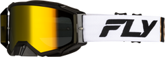 FLY RACING Zone Pro Goggle - White/Black/Gold with Gold Mirror/Smoke Lens - Part 37-5189