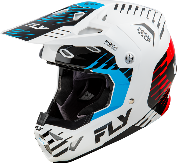 FLY RACING Formula Cp Slice Helmet White/Red/Cyan XS - Part Number 73-0052XS