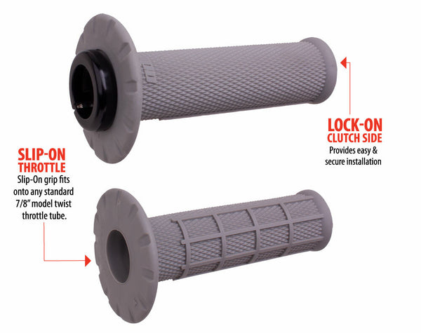 ODI H21UHWG Universal Lock On Grips Half Waffle Grey/Black (Soft)