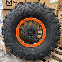 System 3 SB5 ORANGE Beadlock Wheel and Maxxis Carnivore Tire Kit