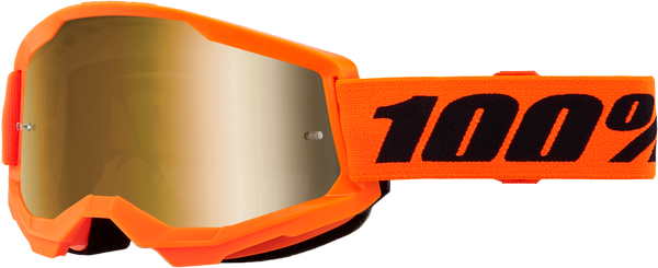 100-PERCENT Strata 2 Goggle in Neon Orange with Mirror Gold Lens - Part Number 50028-00015