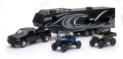 NEW-RAY 37046 Replica Pick Up Toy Hauler with Polaris Vehicles Set