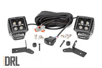 Rough Country | LED Light Kit | Hinge Mount | 2" Black Pair | Amber DRL | Jeep Gladiator JT/Wrangler JL (18-26) | 70052DRLA