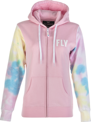 FLY RACING Women's Fly Tie Dye Zip Up Hoodie - Pink/Yellow/Blue MD