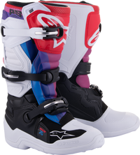 Alpinestars Tech 7S Boots White/Black/Rainbow Size 4 - Youth Protection and Performance