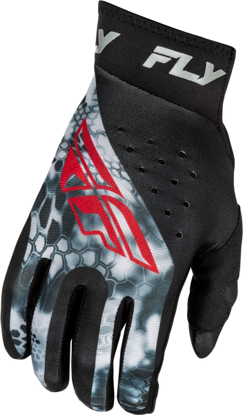 FLY RACING Pro Lite Kryptek Gloves Black/Red/Grey XS - Lightweight Race Gloves