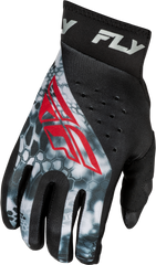 FLY RACING Pro Lite Kryptek Gloves Black/Red/Grey XS - Lightweight Race Gloves