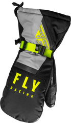 FLY RACING Cascade Mittens Black/Grey/Hi Vis 3x - Part Number 363-39313X