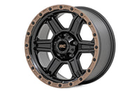 Rough Country | Rough Country 79 Series Wheel | One-Piece | Semi Gloss Black w/Bronze Ring | 18x9 | 5x5 | 0mm | 79180918