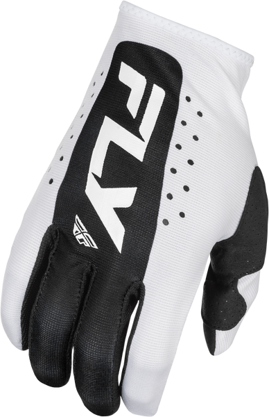 FLY RACING Lite Gloves White/Black Medium - Ultra-Lightweight Race Gloves