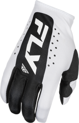 FLY RACING Lite Gloves White/Black Medium - Ultra-Lightweight Race Gloves