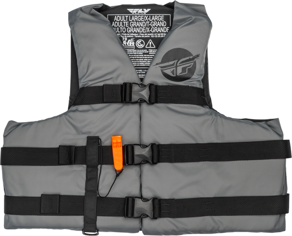 FLY RACING Nylon Flotation Vest Grey/Black 3x - Coast Guard Approved