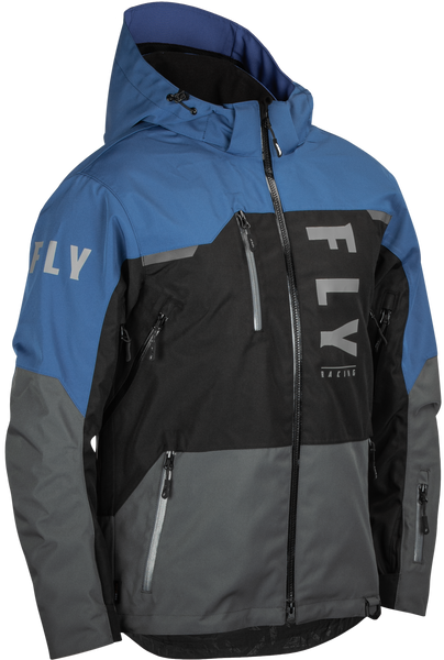 FLY RACING Carbon Jacket Black/Grey/Blue Small - Weatherproof Performance Gear