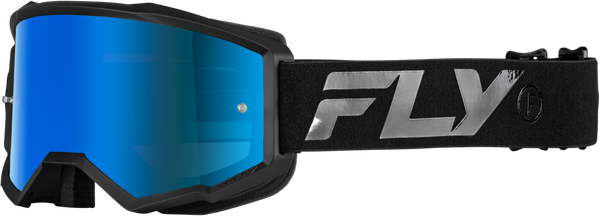 FLY RACING Zone Goggle Black/Black with Sky Blue Mirror/Smoke Lens - Part #37-51525