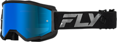 FLY RACING Zone Goggle Black/Black with Sky Blue Mirror/Smoke Lens - Part #37-51525