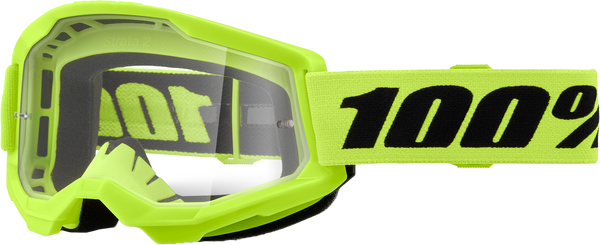 100-PERCENT Strata 2 Goggle Neon Yellow Clear Lens - Part Number 50027-00016