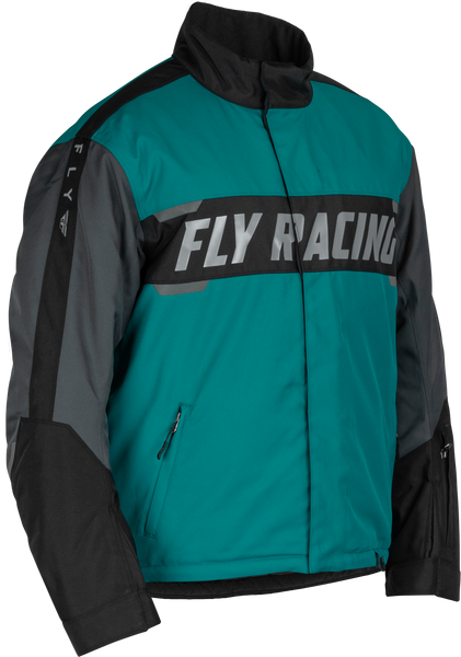 FLY RACING Outpost Jacket Black/Teal/Orange Large - Weatherproof and Breathable