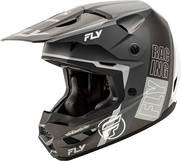 FLY RACING Kinetic Rally Helmet Matte Grey/Black/White XS - A0030611XS