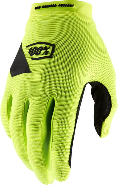 100% Ridecamp Gloves - Fluo Yellow - Large (Part Number: 10011-00012)