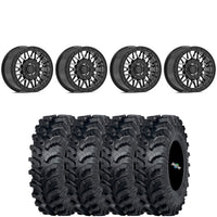 Valor Offroad V08 Dark Tint Beadlocks on ITP MT911 Mud Tires – Mounted UTV Kit
