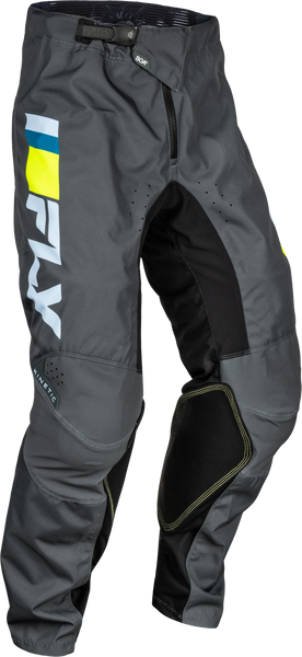 FLY RACING Youth Kinetic Prix Pants - Ice Grey/Charcoal/Hi Vis Sz 18