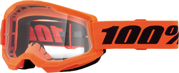 100-PERCENT Strata 2 Junior Goggle Neon Orange Clear Lens - Part Number 50031-00009