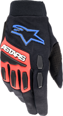 Alpinestars Full Bore Xt Gloves - Black/Bright Blue/Red - Part #3563623-1317-LG