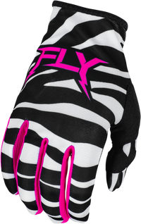 FLY RACING Lite Uncaged Gloves Black/White/Neon Pink XL - Lightweight Race Gloves