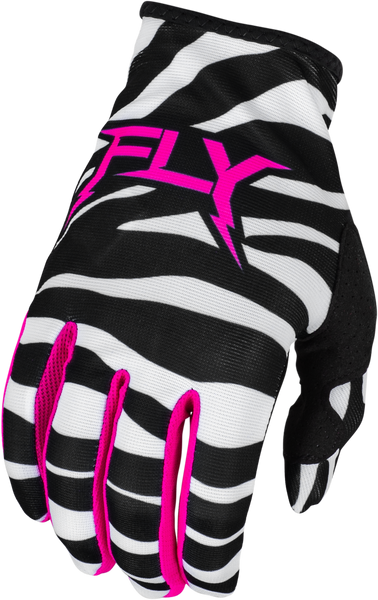 FLY RACING Lite Uncaged Gloves Black/White/Neon Pink XL - Lightweight Race Gloves