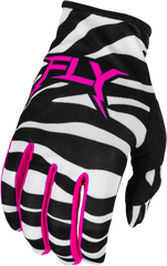 FLY RACING Lite Uncaged Gloves Black/White/Neon Pink XL - Lightweight Race Gloves