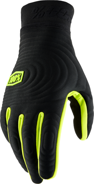 100% Brisker Xtreme Gloves Black/Fluo Yellow XL - Insulated Performance for Cold Weather