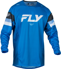 FLY RACING Youth Kinetic Prix Jersey in Bright Blue/Charcoal/White - Part #377-420YL