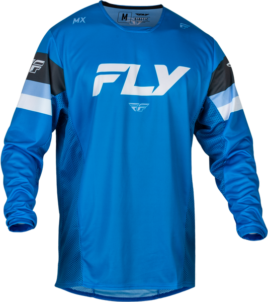 FLY RACING Youth Kinetic Prix Jersey Bright Blue/Charcoal/White YXL - Comfort and Performance