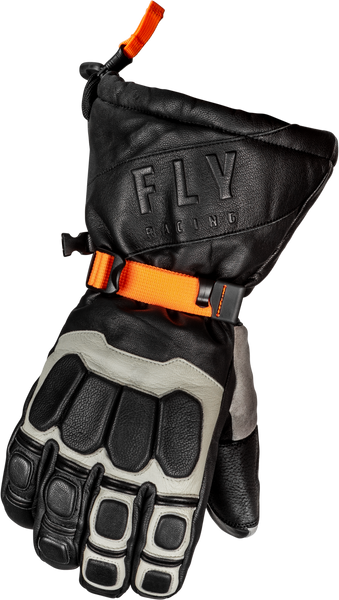 FLY RACING Glacier Gloves Black/Grey/Orange XS - Weatherproof Insulated Gloves