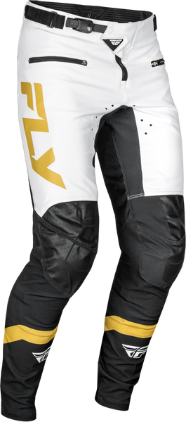 FLY RACING Youth Rayce Bicycle Pants - White/Black/Gold, Part No. 378-06520