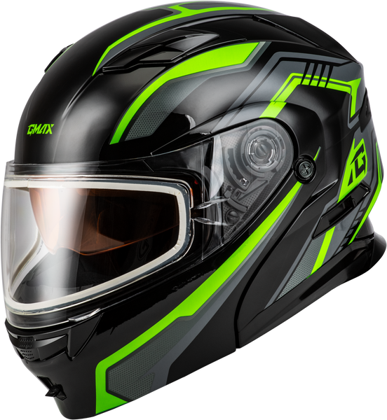 GMAX MD-01S Transistor Snow Helmet in Black/Grey/Green - XL