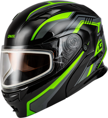 GMAX MD-01S Transistor Snow Helmet in Black/Grey/Green - XL