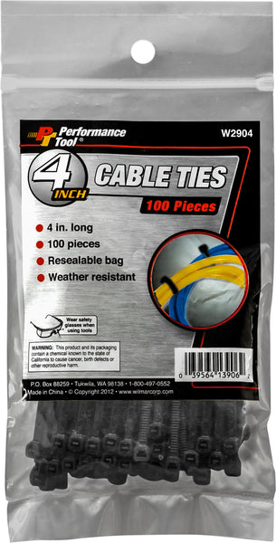 Performance Tool W2904 4-Inch High Strength Cable Ties - 100 Pack