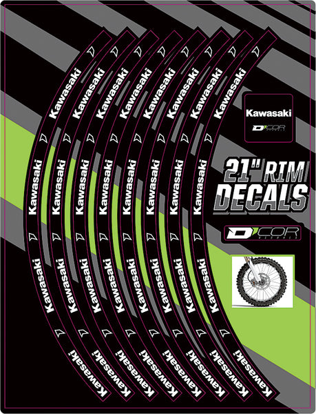 D-COR 40-80-202 Rim Decals 21" Kawasaki Logo Front