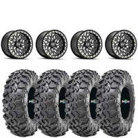Hostile Glamis H333 Beadlock Wheels (Blade Cut) on Maxxis Carnivore Tires – UTV Wheel & Tire Kit