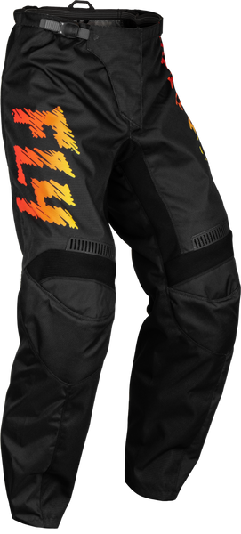 FLY RACING Youth F 16 Pants - Black/Yellow/Orange, Size 20