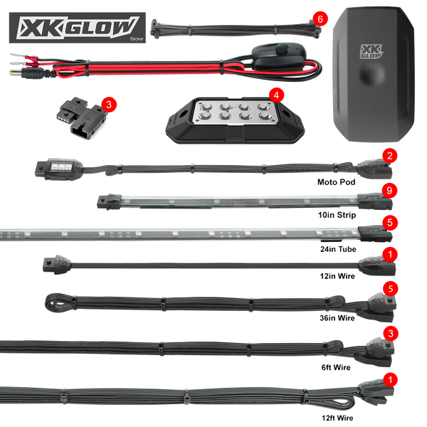 XK GLOW XK-SLING-ADV LED Underglow Advanced Kit - Polished Finish