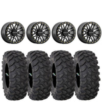 Raceline Ryno Beadlock Wheels + System 3 XTR370 Tires (Mounted Kit) – Gunmetal | Fits UTVs with 4x156 Bolt Pattern