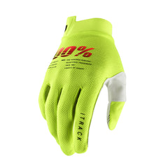 100-PERCENT Itrack Gloves Fluo Yellow MD - Premium Comfort & Durability